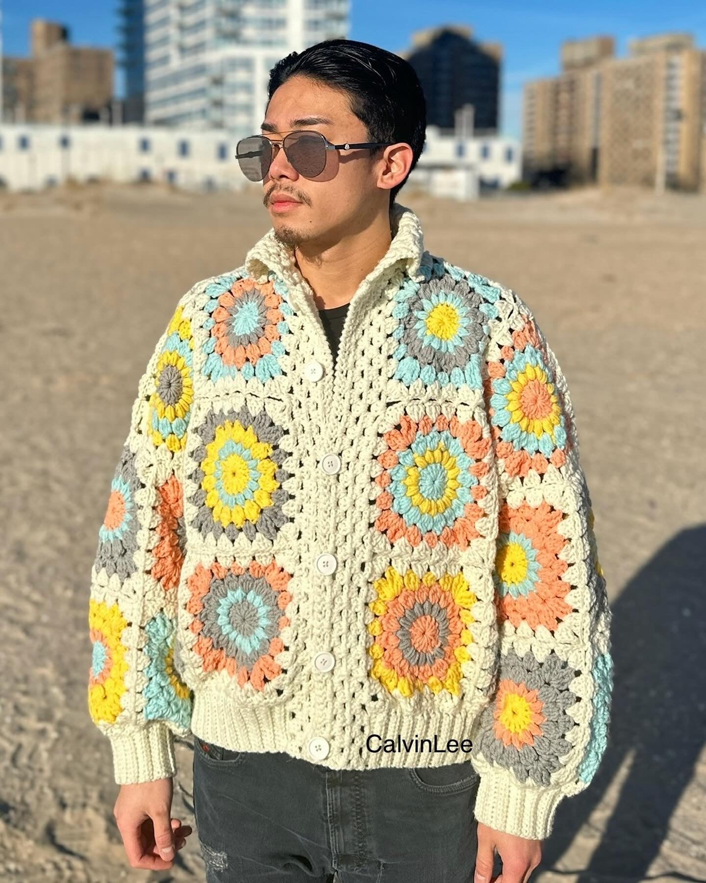 Granny Sq Cardigan w/ buttons