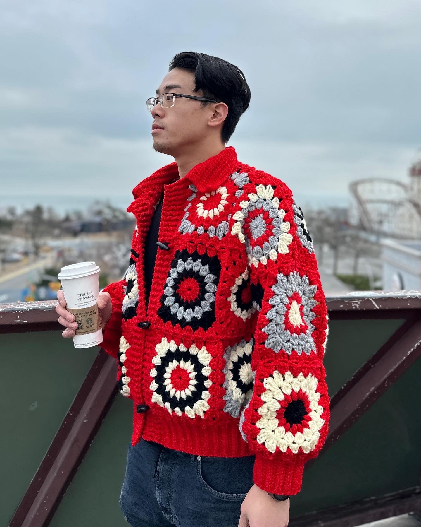 SOLD OUT Granny Square Cardigan With Toggles
